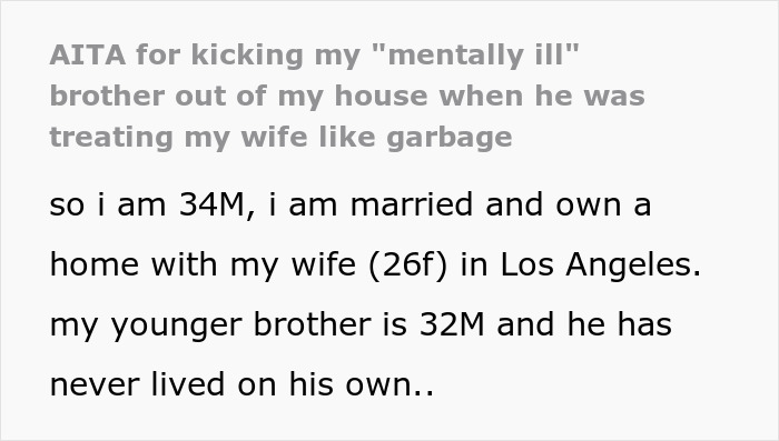 Text excerpt discussing a man using mental issues as an excuse for entitled mistreatment and being kicked out. Text excerpt discussing a man using mental issues as an excuse for entitled mistreatment and being kicked out.