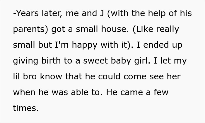 Text excerpt about a woman refusing to let parents see her baby due to events from 15 years ago.