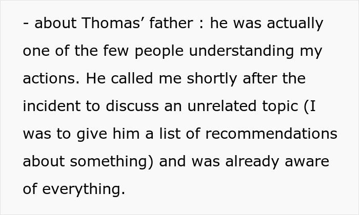 Text excerpt about Thomas’ father understanding actions and being aware of an incident soon after it occurred. Text excerpt about Thomas’ father understanding actions and being aware of an incident soon after it occurred.