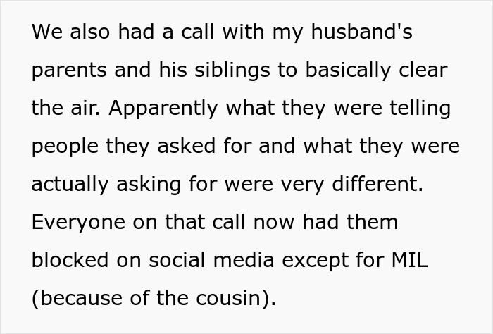 Text excerpt discussing a call with family addressing requests related to a cousin with cancer and social media blocking. Text excerpt discussing a call with family addressing requests related to a cousin with cancer and social media blocking.