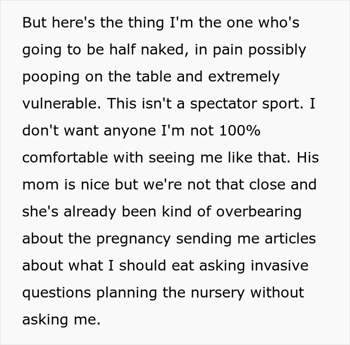 Pregnant woman expresses discomfort with fianc&eacute;&rsquo;s mom in delivery room as he asks her to find a compromise.