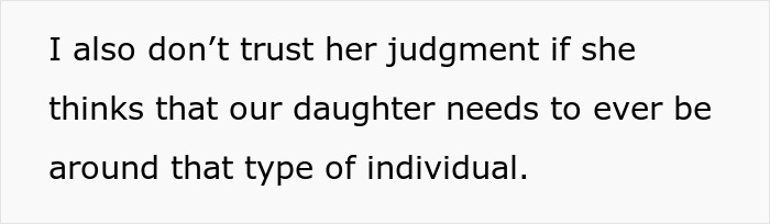 Text excerpt reflecting mil-refuse-baby-name concerns about judgment and child&rsquo;s environment trust issues.