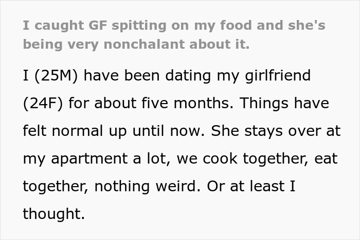 Guy horrified after witnessing girlfriend spitting in his food, capturing shock and disbelief in a tense moment. Guy horrified after witnessing girlfriend spitting in his food, capturing shock and disbelief in a tense moment.