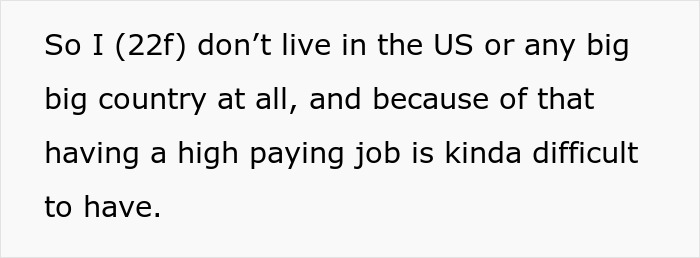 Text from a 22-year-old woman explaining difficulty finding a high-paying job outside the US or major countries.