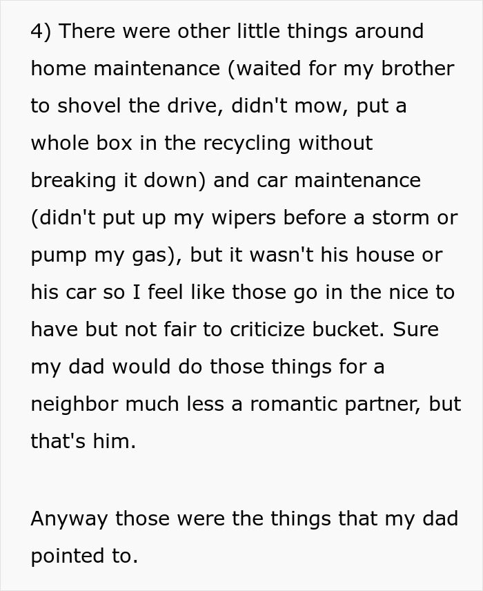 Screenshot of text listing boyfriend red flags, citing neglected home and car maintenance and other small signs