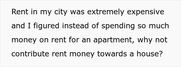 Text showing someone deciding to put rent toward a house and asking parents house payment for support Text showing someone deciding to put rent toward a house and asking parents house payment for support