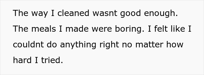 Text expressing feelings of inadequacy and frustration in an ex-house-drama relationship context.