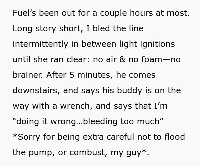 Text about woman ready to dump boyfriend because he feels emasculated when she fixes things, explaining a repair process. Text about woman ready to dump boyfriend because he feels emasculated when she fixes things, explaining a repair process.