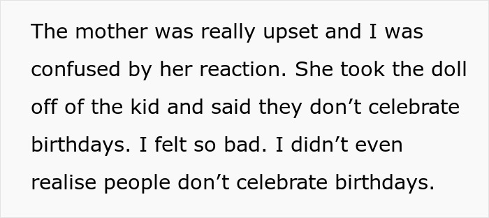 Babysitter gives birthday gift to child while mother looks furious and upset during the celebration.