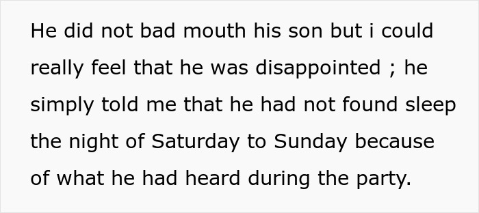 Text excerpt discussing a father&rsquo;s disappointment and sleeplessness after hearing about a party incident.