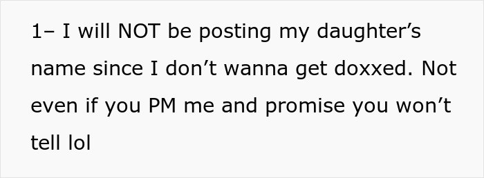 Text excerpt showing a parent refusing to share their baby's name online due to privacy concerns related to mil-refuse-baby-name.