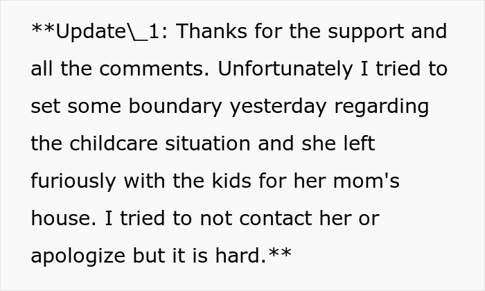 Screenshot of a Reddit update about childcare and relationship conflict; man feels like his GF’s ATM Screenshot of a Reddit update about childcare and relationship conflict; man feels like his GF’s ATM