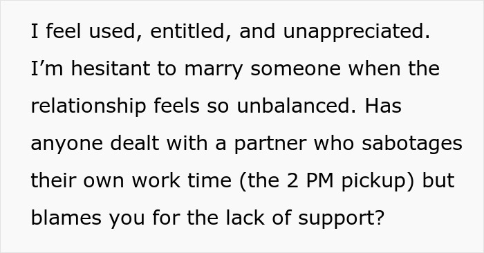 Post screenshot: I feel used and unappreciated; man feels like his GF's ATM after she quit job and demands marriage Post screenshot: I feel used and unappreciated; man feels like his GF's ATM after she quit job and demands marriage