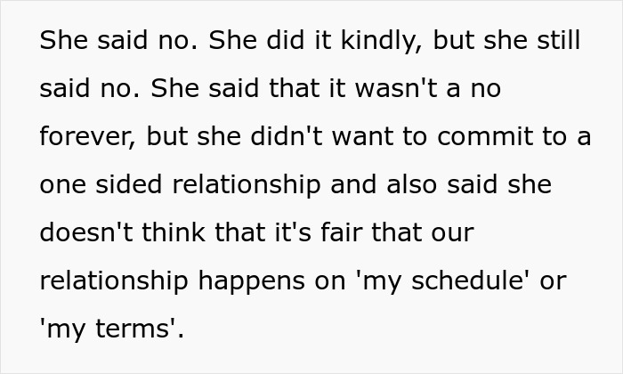 Text excerpt from a chef girlfriend and boyfriend not going restaurants discussing fairness and relationship terms. Text excerpt from a chef girlfriend and boyfriend not going restaurants discussing fairness and relationship terms.