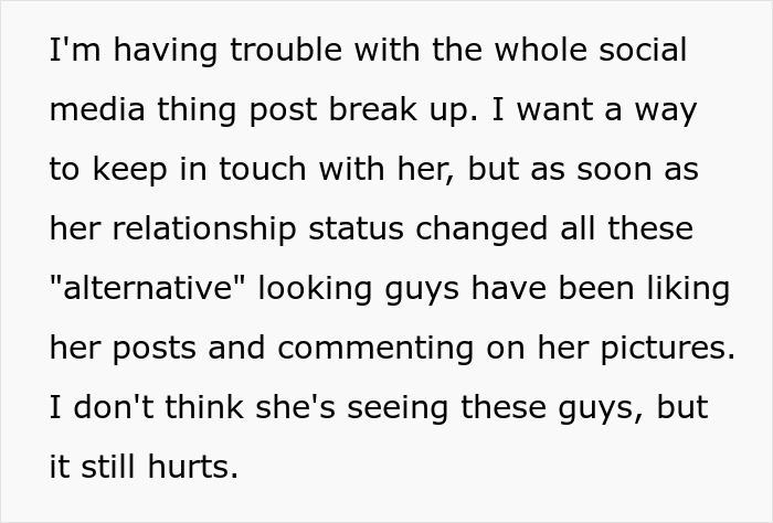 Text post about trouble with social media after breakup and dealing with ex-girlfriend’s princess syndrome memories.