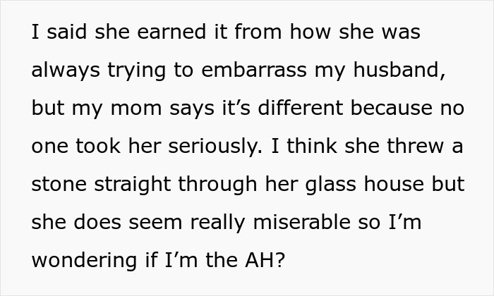 Text excerpt discussing a lady insulting her SIL's hubby and reflecting on partner’s indiscretions and conflicts.