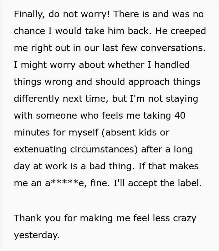 Close-up of article text about a woman missing her boyfriend's red flags and asserting boundaries.