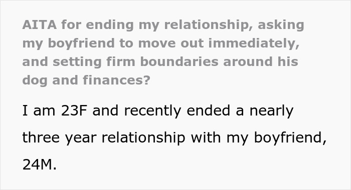 Text excerpt about woman struggling with ex&rsquo;s dog and relationship boundaries after breakup.