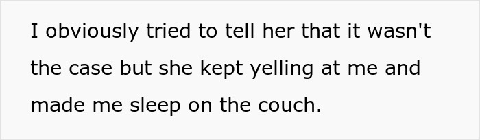 Text panel: man says he was yelled at and made to sleep on the couch, Guy embarrasses wife Text panel: man says he was yelled at and made to sleep on the couch, Guy embarrasses wife