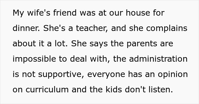 Text excerpt about a teacher complaining, a kid sharing a fun fact, and the dad putting the teacher in her place. Text excerpt about a teacher complaining, a kid sharing a fun fact, and the dad putting the teacher in her place.