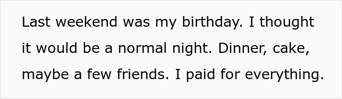 Text on white background describing a birthday scene where a girlfriend and male bestie plan a cruel prank to humiliate boyfriend. Text on white background describing a birthday scene where a girlfriend and male bestie plan a cruel prank to humiliate boyfriend.