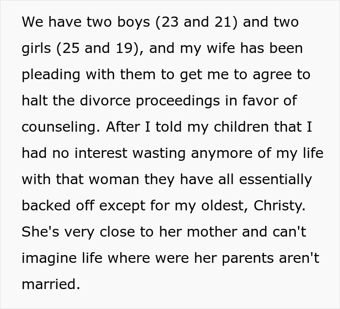 Text of a father feeling guilty for distancing himself from daughter during a messy divorce, revealing a heartbreaking truth.
