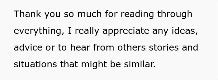 Text excerpt showing a person thanking readers and seeking advice on co-parenting and bipolar relationship challenges.