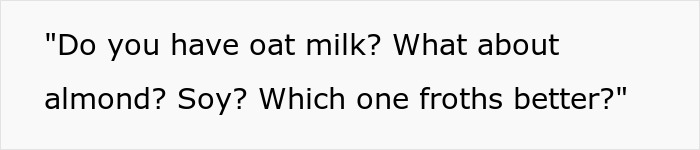 Man tries to skip coffee line while another patron cleverly beats him at his own game with milk options discussion. Man tries to skip coffee line while another patron cleverly beats him at his own game with milk options discussion.