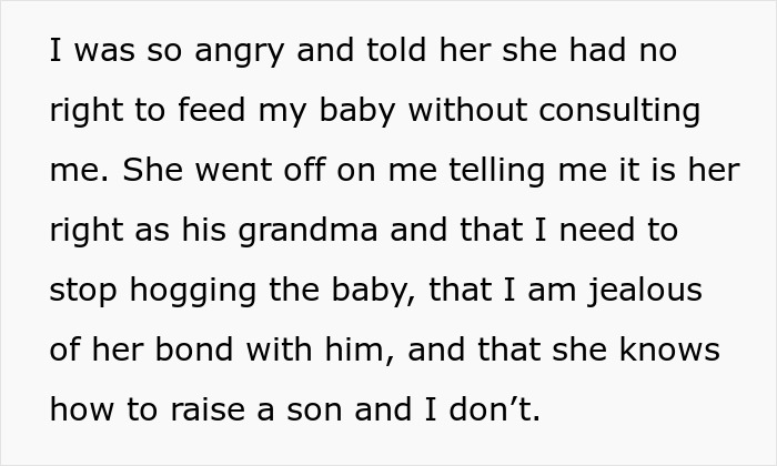 Mom takes her baby screenshot of text about an angry mother refusing grandma's attempt to feed her son Mom takes her baby screenshot of text about an angry mother refusing grandma's attempt to feed her son