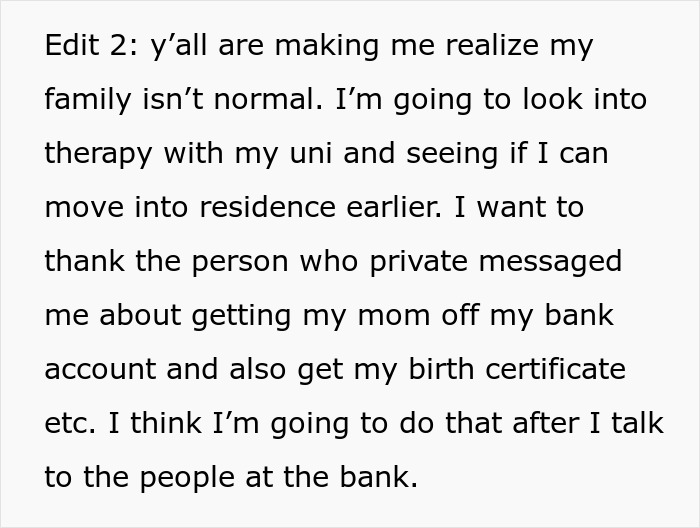Text message about realizing family issues and planning therapy, linked to a woman witnessing her sister turn into a bridezilla.