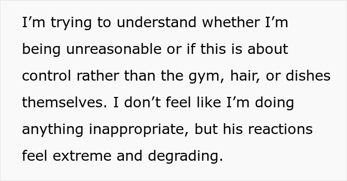 Text excerpt discussing toxic guy reacting extremely and degradingly to wife's autonomy and control issues.