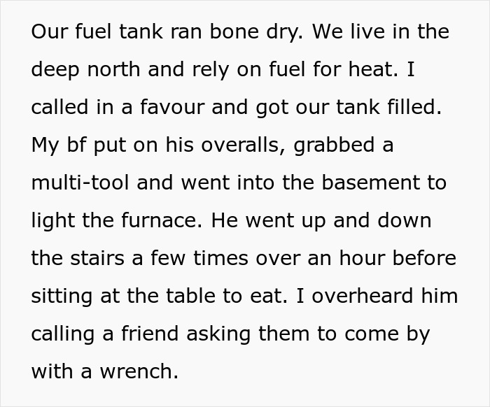 Text describing a woman ready to dump her boyfriend who feels emasculated when she fixes things around the house. Text describing a woman ready to dump her boyfriend who feels emasculated when she fixes things around the house.