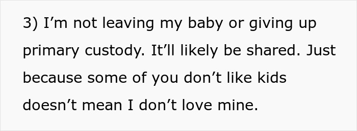 Text excerpt showing a 25-year-old mom refusing to give up primary custody of her baby despite challenges with her 52-year-old partner. Text excerpt showing a 25-year-old mom refusing to give up primary custody of her baby despite challenges with her 52-year-old partner.
