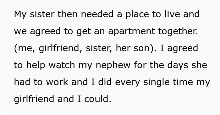 Text excerpt from a personal story about family dynamics involving neglect and CPS intervention by a brother.