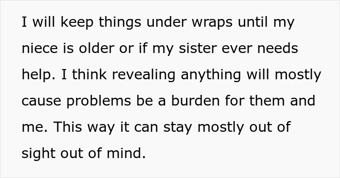 Text from a worried woman discussing keeping a secret fund to help her sister who became a tradwife. Text from a worried woman discussing keeping a secret fund to help her sister who became a tradwife.