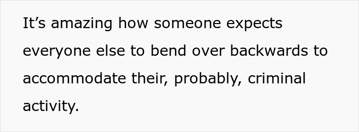 Text on a white background discussing criminal activity and family parole expectations related to an aunt with a camera.