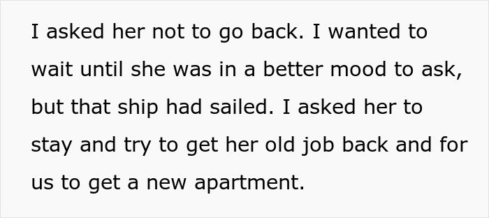 Text excerpt about a woman complaining about her sister-in-law while staying for free, with her husband annoyed.