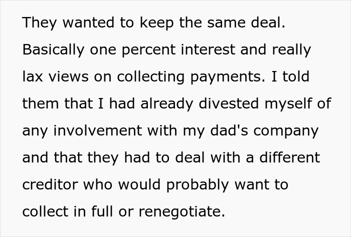 Text excerpt about divesting involvement and creditor negotiations, related to emptying father's estate will issues. Text excerpt about divesting involvement and creditor negotiations, related to emptying father's estate will issues.