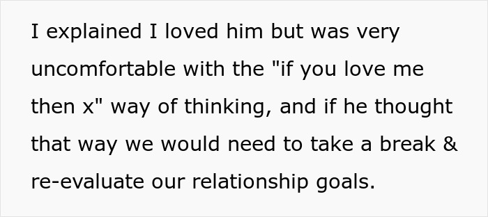 Text discussing discomfort with conditional love and the need to re-evaluate relationship goals during a break. Text discussing discomfort with conditional love and the need to re-evaluate relationship goals during a break.