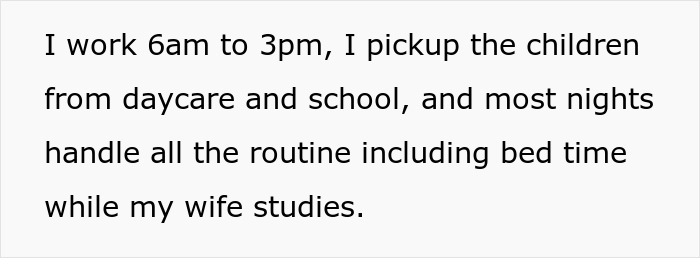 Alt text: Text describing a dad’s daily routine managing children’s care while his wife studies, highlighting challenges with a toddler. Alt text: Text describing a dad’s daily routine managing children’s care while his wife studies, highlighting challenges with a toddler.