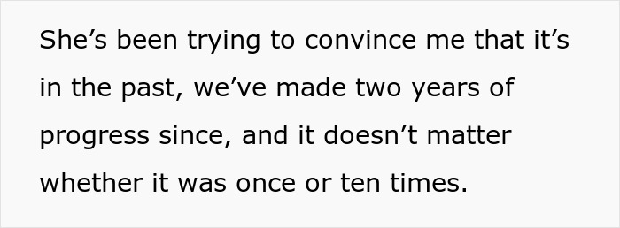 Text excerpt showing a man reflecting on discovering his wife’s repeated cheating over a two-year period.