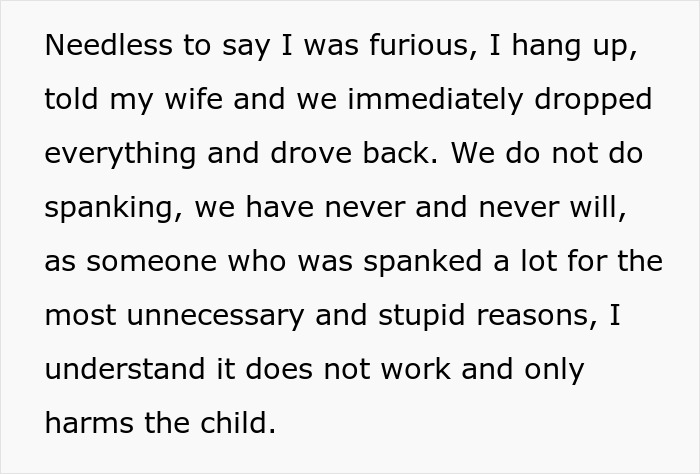 Text excerpt discussing parental anger over grandparents spanking their 3-year-old and the decision to ban them from seeing her. Text excerpt discussing parental anger over grandparents spanking their 3-year-old and the decision to ban them from seeing her.