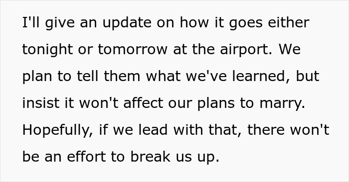 Text excerpt about a woman updating plans after discovering she’s engaged to her first cousin. Text excerpt about a woman updating plans after discovering she’s engaged to her first cousin.