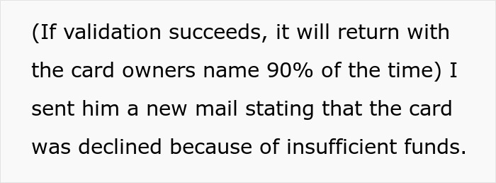 Screenshot of a message explaining a declined card due to insufficient funds during a scammer’s $2k laundering attempt. Screenshot of a message explaining a declined card due to insufficient funds during a scammer’s $2k laundering attempt.