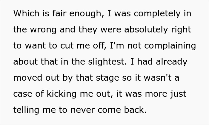 Text excerpt discussing a family resolving conflict and forgiveness after a past incident involving a brother.