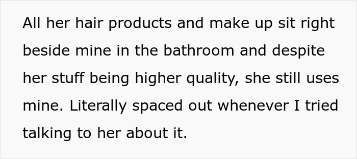 Text about woman frustrated with fiancé and stepdaughter’s behavior over hair products and makeup use in bathroom. Text about woman frustrated with fiancé and stepdaughter’s behavior over hair products and makeup use in bathroom.
