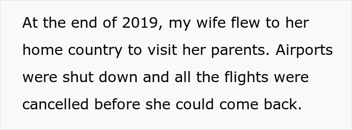 Text excerpt about a 2019 trip and airline cancellations, guy embarrasses wife after refusing to go along with her lie Text excerpt about a 2019 trip and airline cancellations, guy embarrasses wife after refusing to go along with her lie