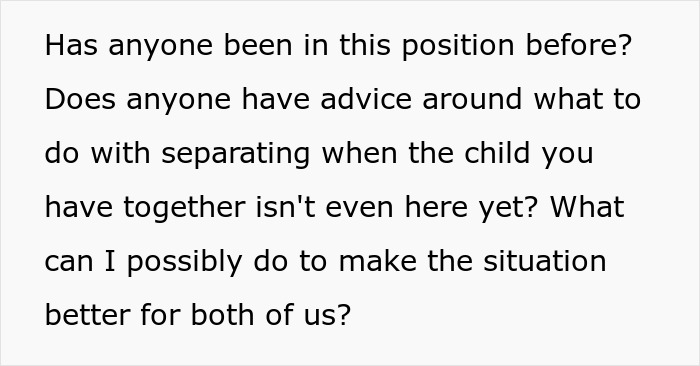Pregnant wife seeks advice on co-parenting after bipolar husband leaves her for a younger lover before their child is born.