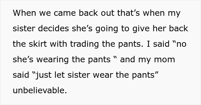 Text excerpt discussing a woman stealing a 5-year-old niece’s skirt and refusing to return it despite being caught. Text excerpt discussing a woman stealing a 5-year-old niece’s skirt and refusing to return it despite being caught.