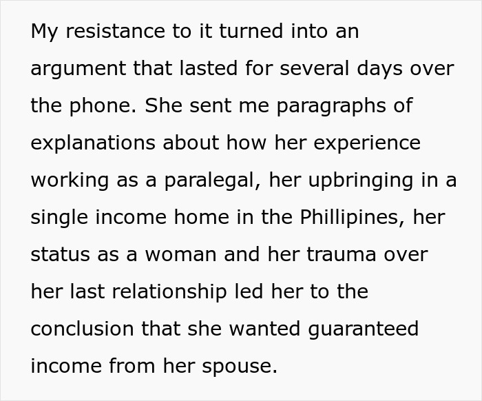 Text excerpt about a woman forcing boyfriend to sign a contract for shared income due to her background and experiences. Text excerpt about a woman forcing boyfriend to sign a contract for shared income due to her background and experiences.